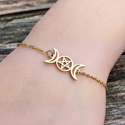 Stainless Steel Triple Moon Goddess Bracelets
