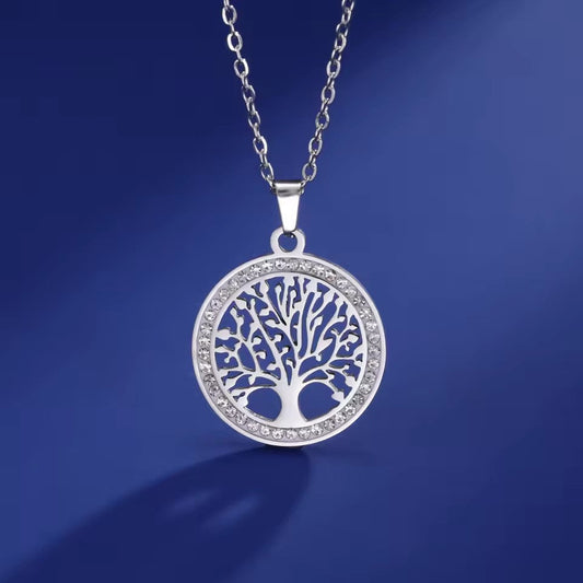 Transparent zircon round pendant circular necklace