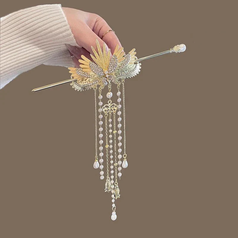 New Chinese Style Palace Phoenix Crown Tassel Alloy Hair Accessories